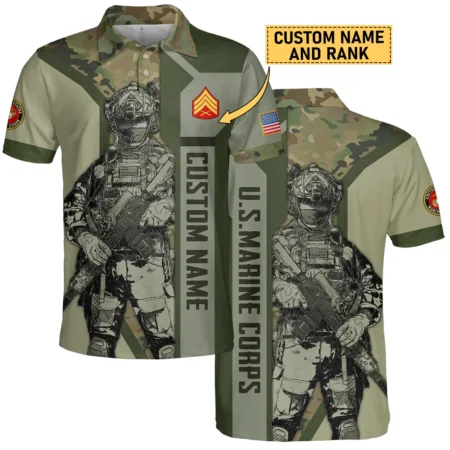 Custom Rank And Name U.S. Marine Corps Veterans Premium Polo Shirt All Over Prints Gift Loves