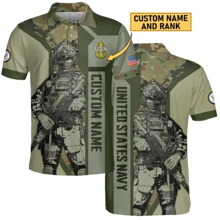 Custom Rank And Name U.S. Navy Veterans Premium Polo Shirt All Over Prints Gift Loves