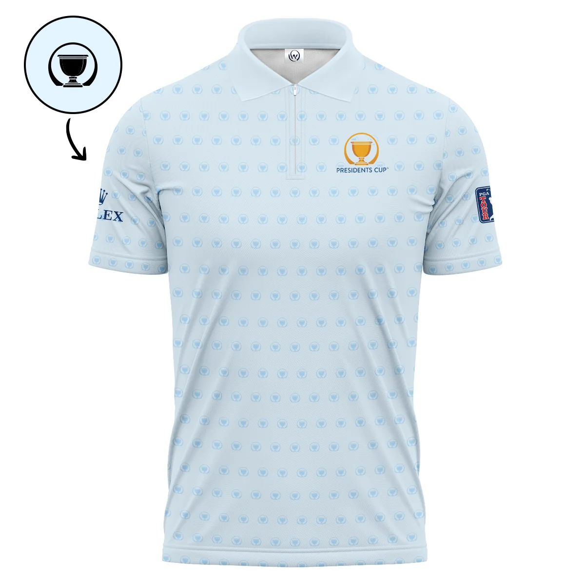 Presidents Cup Light Blue Golf Purple Patern Background Rolex Vneck Polo Shirt Style Classic