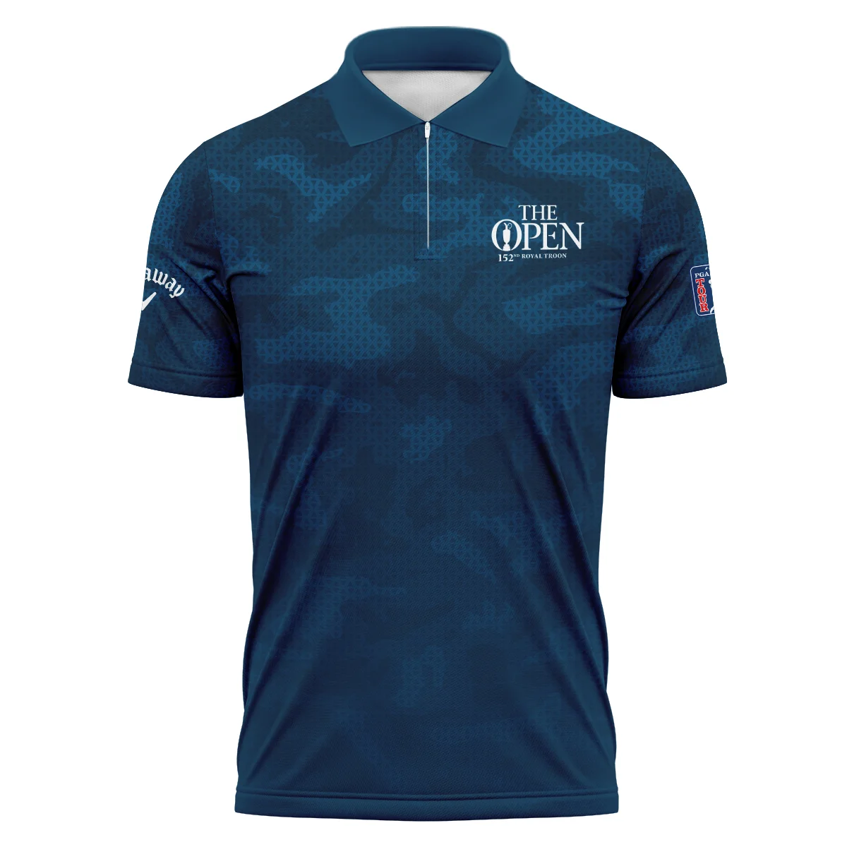 Callaway 152nd Open Championship Dark Blue Abstract Background Zipper Polo Shirt All Over Prints HOTOP260624A02CLWZPL