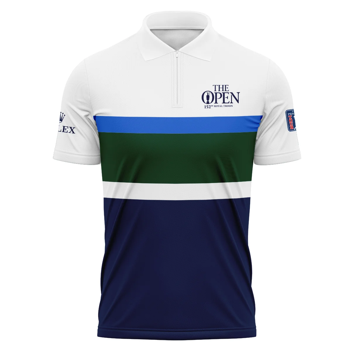 White Blue Green Background Rolex 152nd Open Championship Zipper Polo Shirt All Over Prints HOTOP270624A01ROXZPL