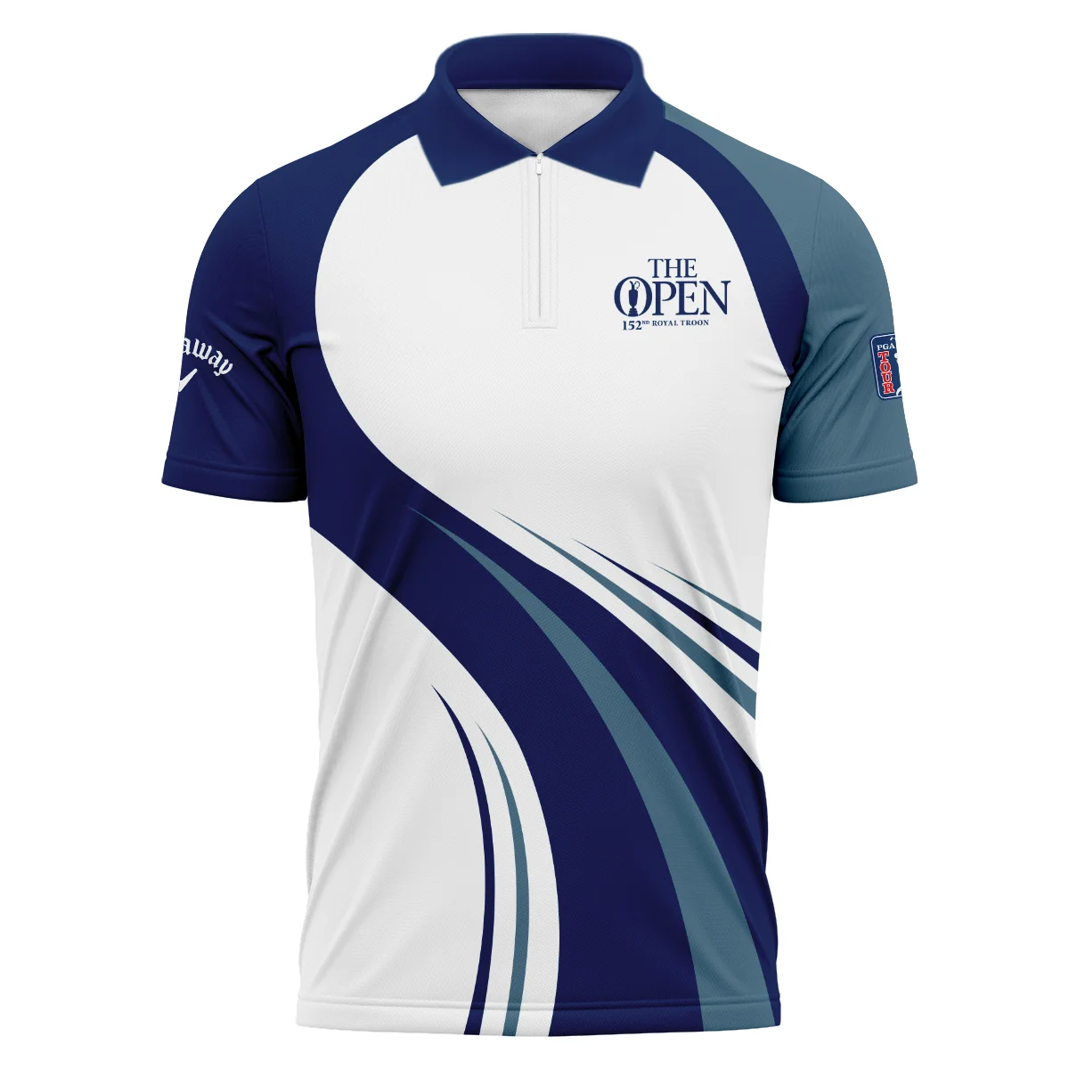 152nd Open Championship Callaway White Mostly Desaturated Dark Blue Polo Shirt All Over Prints HOTOP270624A02CLWPL