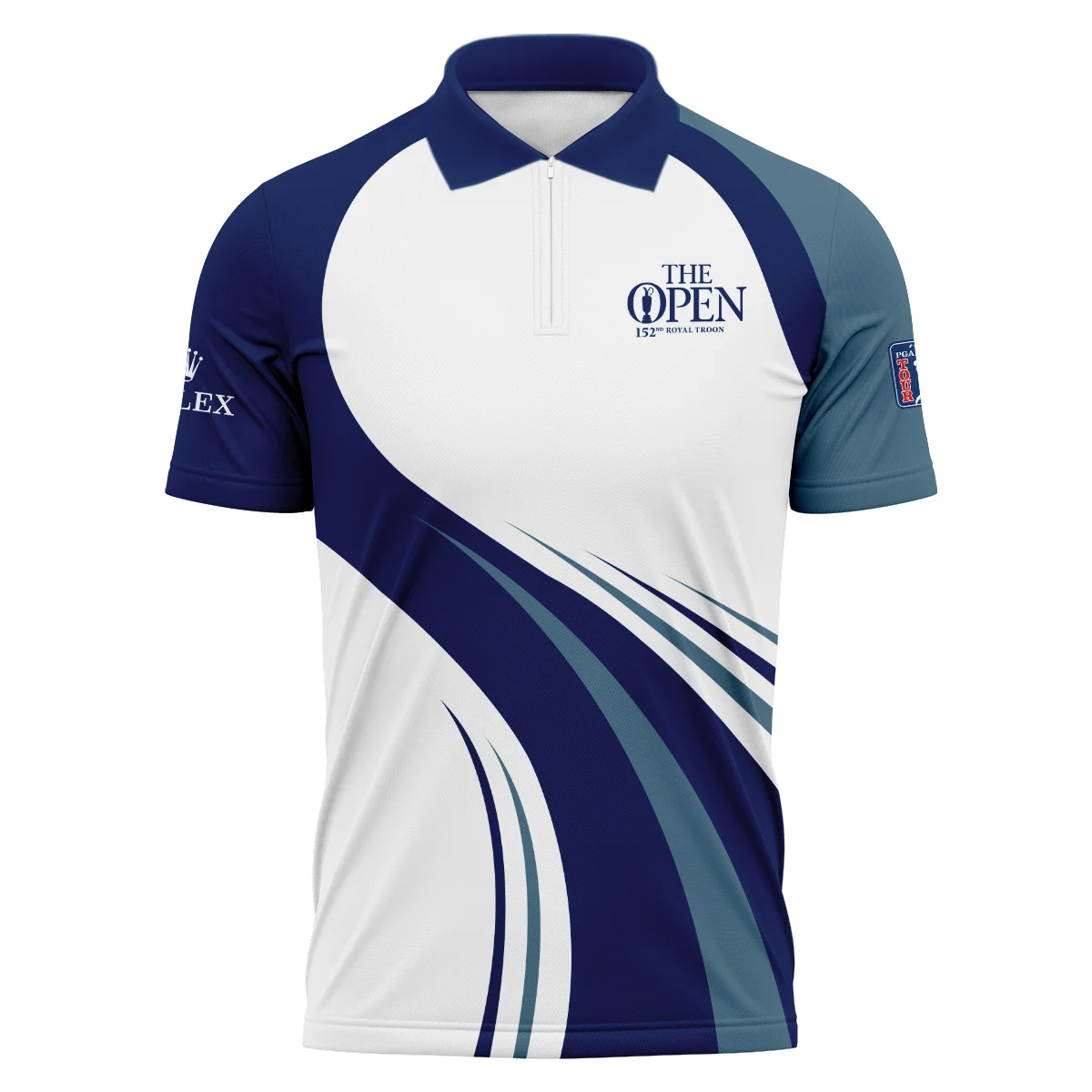 152nd Open Championship Rolex White Mostly Desaturated Dark Blue Polo Shirt All Over Prints HOTOP270624A02ROXPL