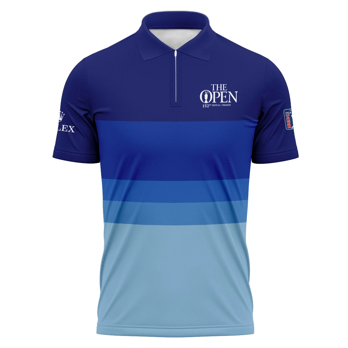 Blue Gradient Line Pattern Background Rolex 152nd Open Championship Zipper Polo Shirt All Over Prints HOTOP270624A04ROXZPL