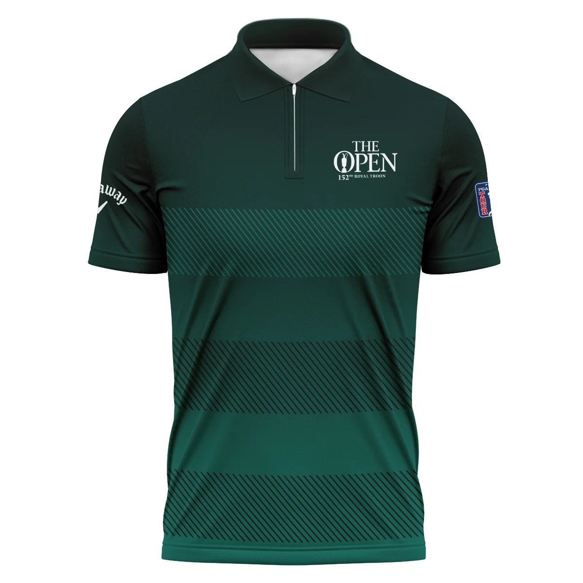 152nd Open Championship Callaway Dark Green Gradient Line Pattern Vneck Polo Shirt All Over Prints  HOTOP280624A01CLWZVPL