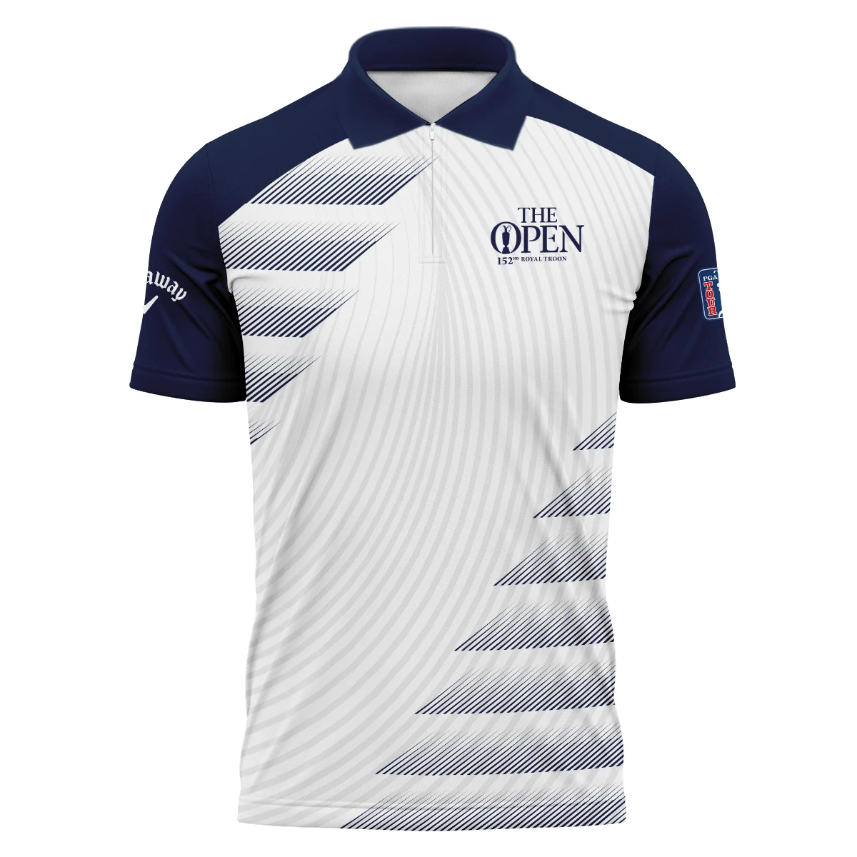 Callaway 152nd Open Championship Blue White Line Pattern Zipper Polo Shirt All Over Prints HOTOP280624A02CLWZPL