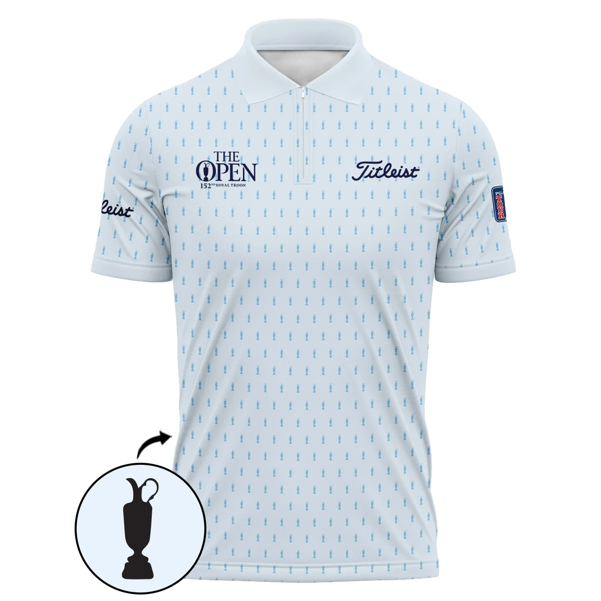 Golf Sport Light Blue Pattern Cup 152nd Open Championship Titleist Performance T-Shirt All Over Prints QTTOP160624A01TLTS