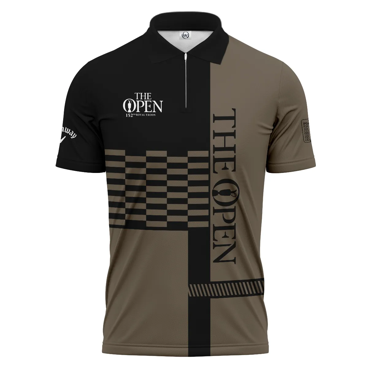 Golf Brown Color 152nd Open Championship Pinehurst Callaway Zipper Polo Shirt All Over Prints QTTOP206A2CLWZPL