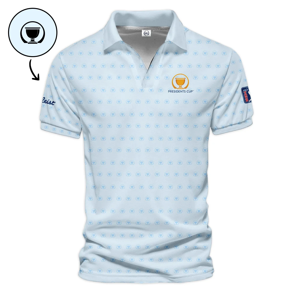 Presidents Cup Light Blue Golf Purple Patern Background Titleist Vneck Polo Shirt Style Classic