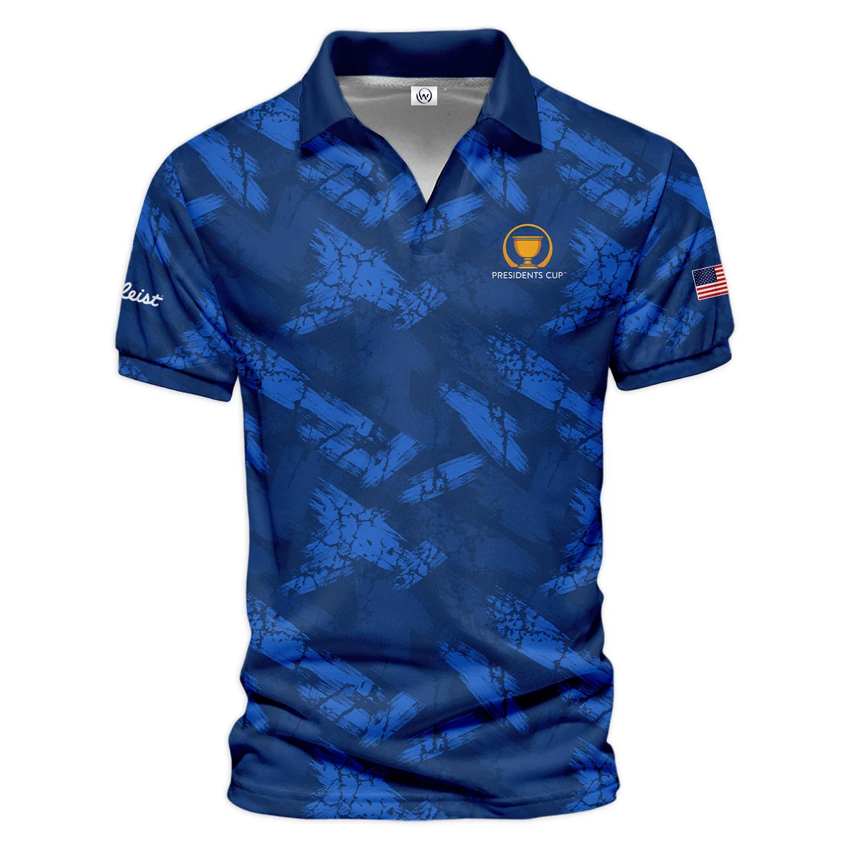 Golf Dark Blue With Grunge Pattern Presidents Cup Titleist Vneck Polo Shirt All Over Prints  HOPDC210624A01TLZVPL