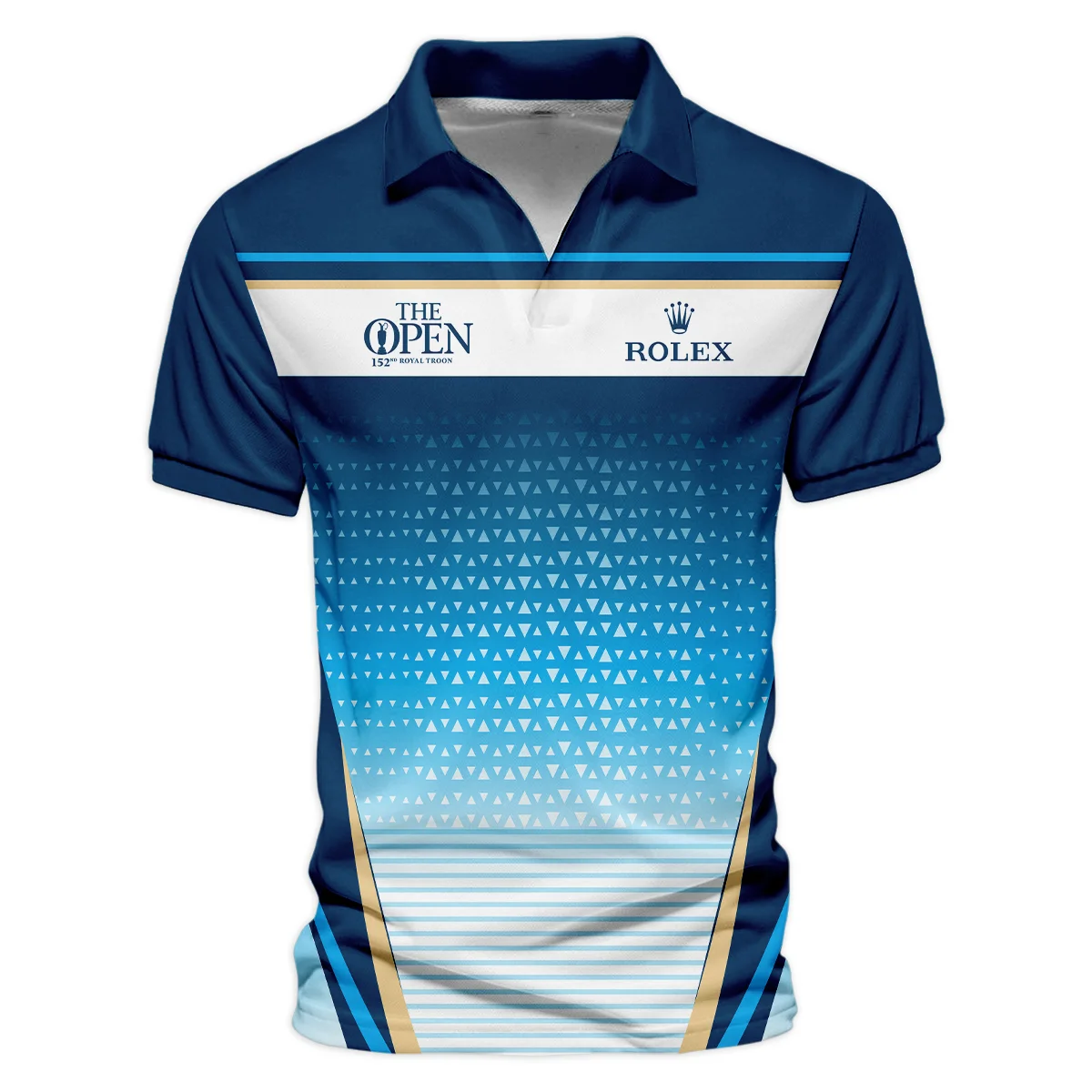 152nd The Open Championship Golf Blue Yellow White Pattern Background Rolex Vneck Polo Shirt All Over Prints  HOTOP250624A01ROXZVPL