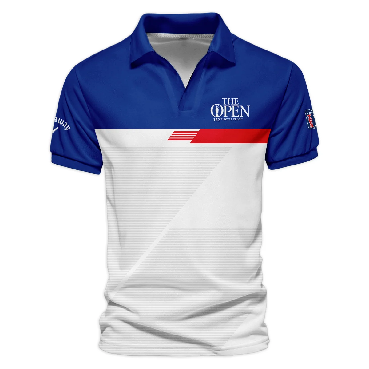 152nd Open Championship Golf Blue Red White Line Pattern Background Polo Shirt All Over Prints HOTOP260624A01CLWPL