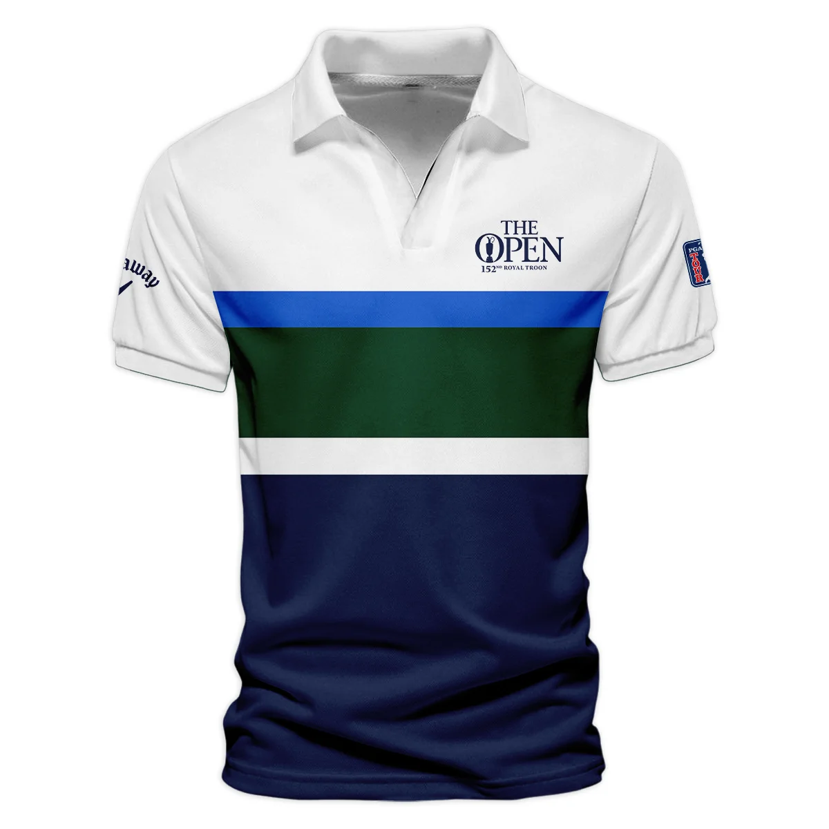 White Blue Green Background Callaway 152nd Open Championship Vneck Polo Shirt All Over Prints  HOTOP270624A01CLWZVPL