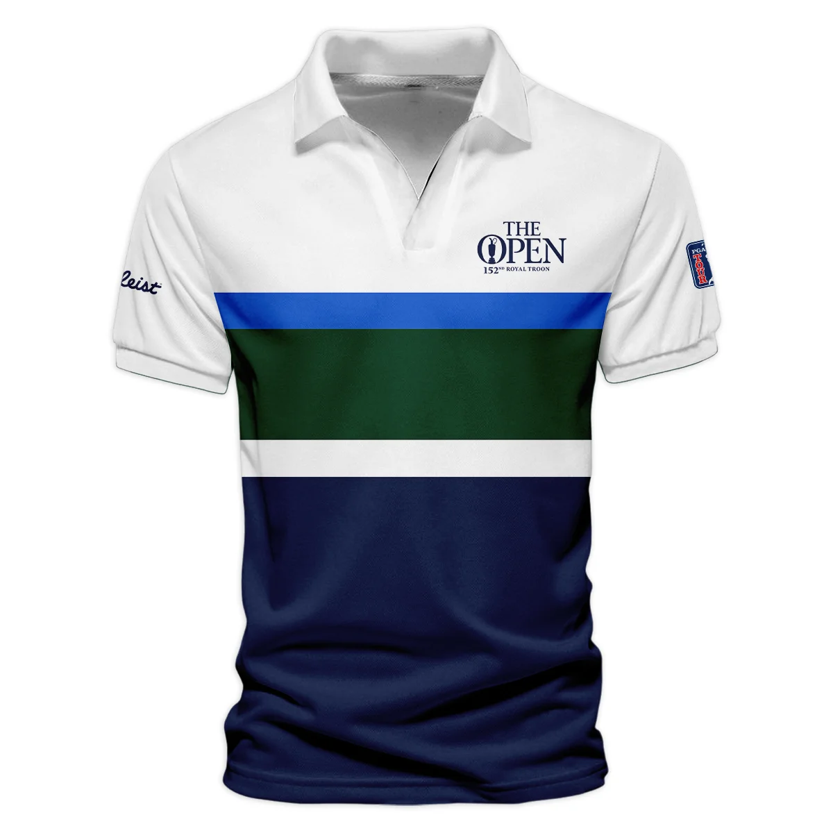 White Blue Green Background Titleist 152nd Open Championship Zipper Polo Shirt All Over Prints HOTOP270624A01TLZPL