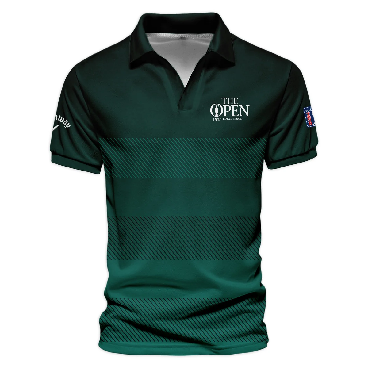 152nd Open Championship Callaway Dark Green Gradient Line Pattern Vneck Polo Shirt All Over Prints  HOTOP280624A01CLWZVPL