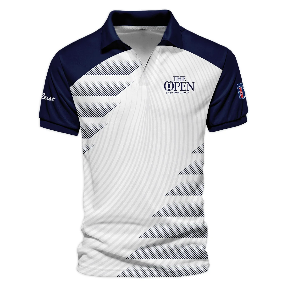 Titleist 152nd Open Championship Blue White Line Pattern Vneck Polo Shirt All Over Prints  HOTOP280624A02TLZVPL