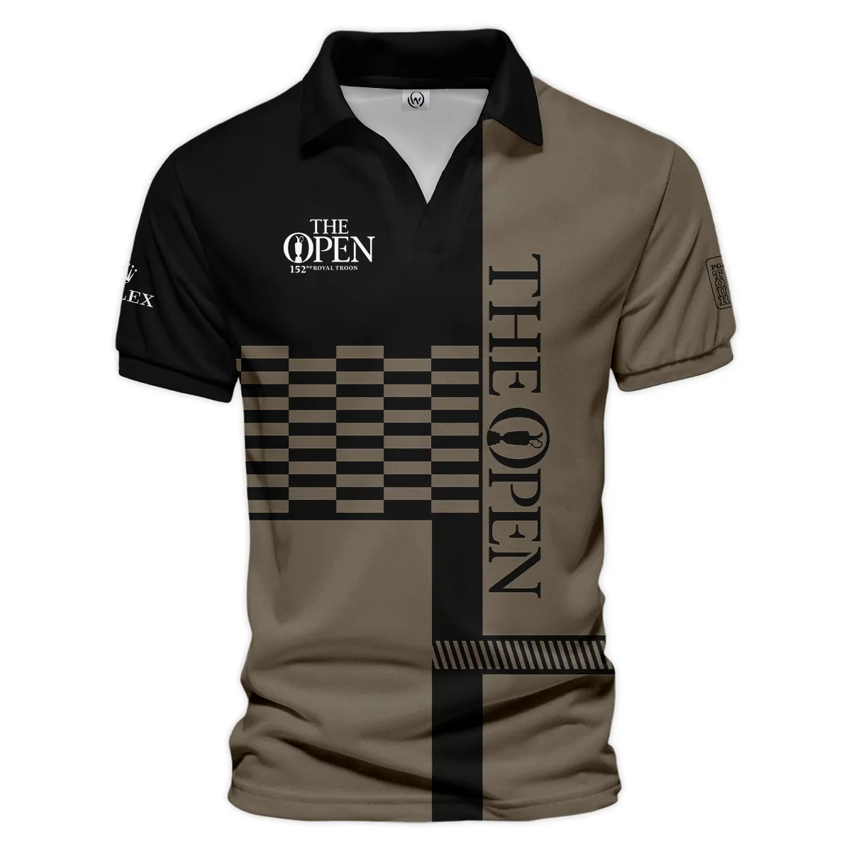 Golf Brown Color 152nd Open Championship Pinehurst Rolex Vneck Polo Shirt All Over Prints  QTTOP206A2ROXZVPL