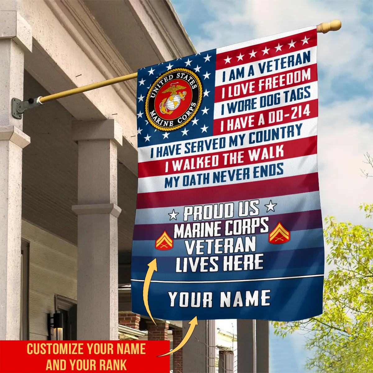 Veteran Freedom Dog Tags DD214 My Oath Never Ends U.S. Marine Corps Flag All Over Print BLVTR260624A02MC