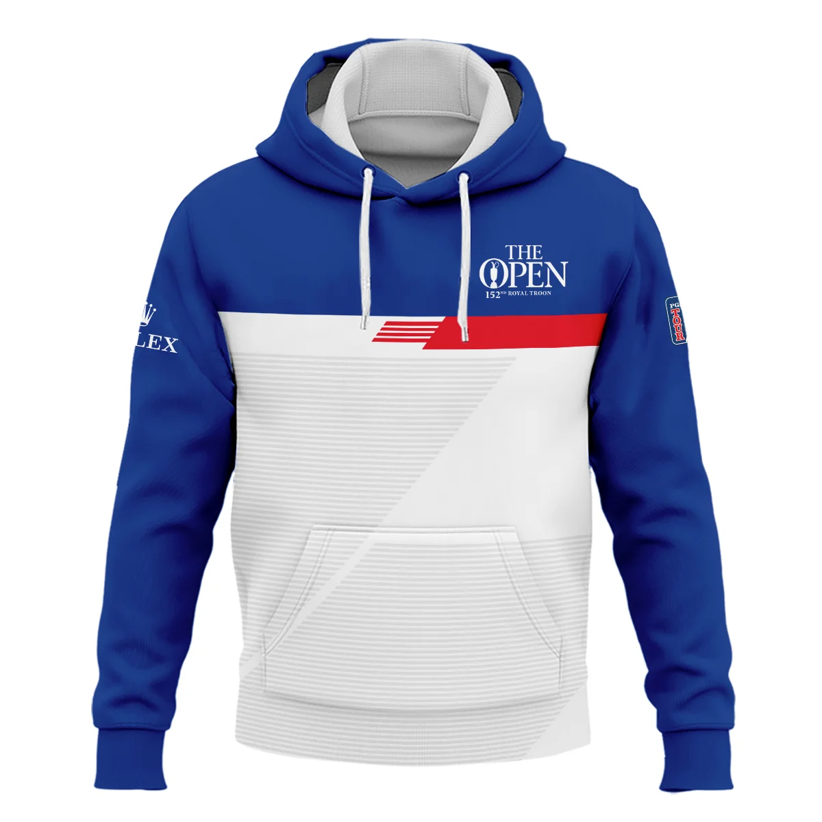 152nd Open Championship Golf Blue Red White Line Pattern Background Rolex Performance Quarter Zip Sweatshirt With Pockets All Over Prints HOTOP260624A01ROXTS
