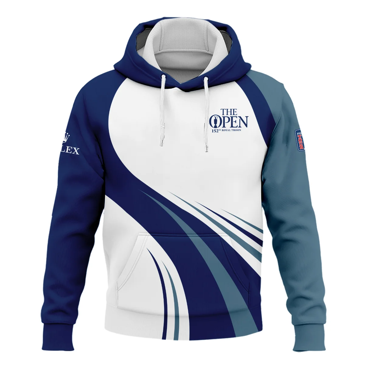 152nd Open Championship Rolex White Mostly Desaturated Dark Blue Performance Quarter Zip Sweatshirt With Pockets All Over Prints HOTOP270624A02ROXTS