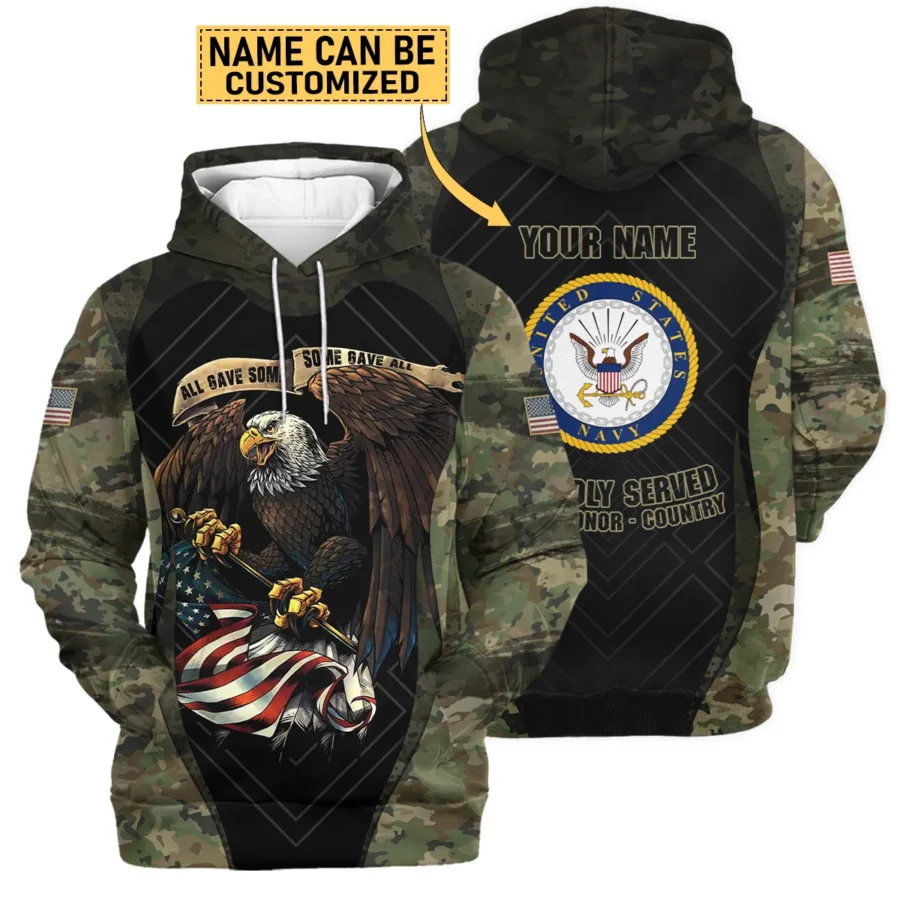 All Gave Some Duty Honor Country Custom Name U.S. Navy All Over Prints Hoodie