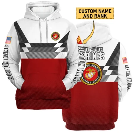 Custom Rank And Name U.S. Marine Corps Veterans Premium Hoodie Shirt All Over Prints Gift Loves