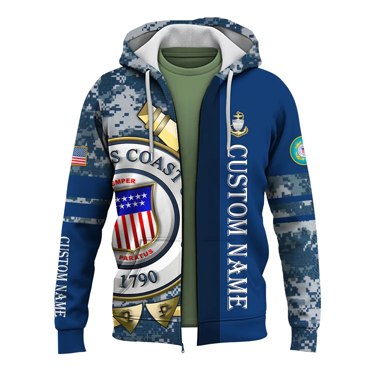Personalized Gift Being A Veteran Never Ends Camo Pattern U.S. Coast Guard Apparel All Over Prints BLVTR210624A02CG
