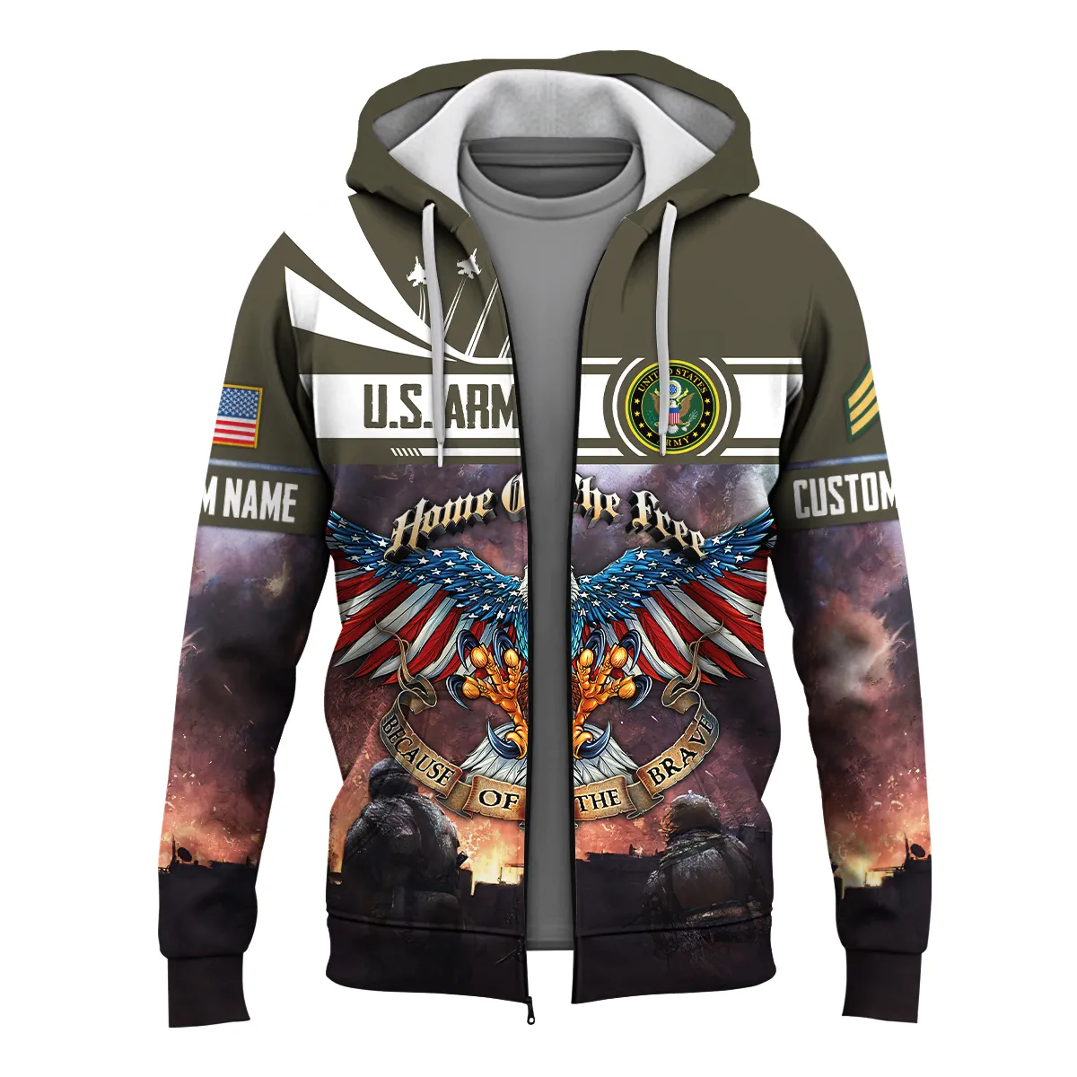 Personalized Home Of The Free Because Of The Brave U.S. Army Apparel All Over Prints BLVTR250624A01AM