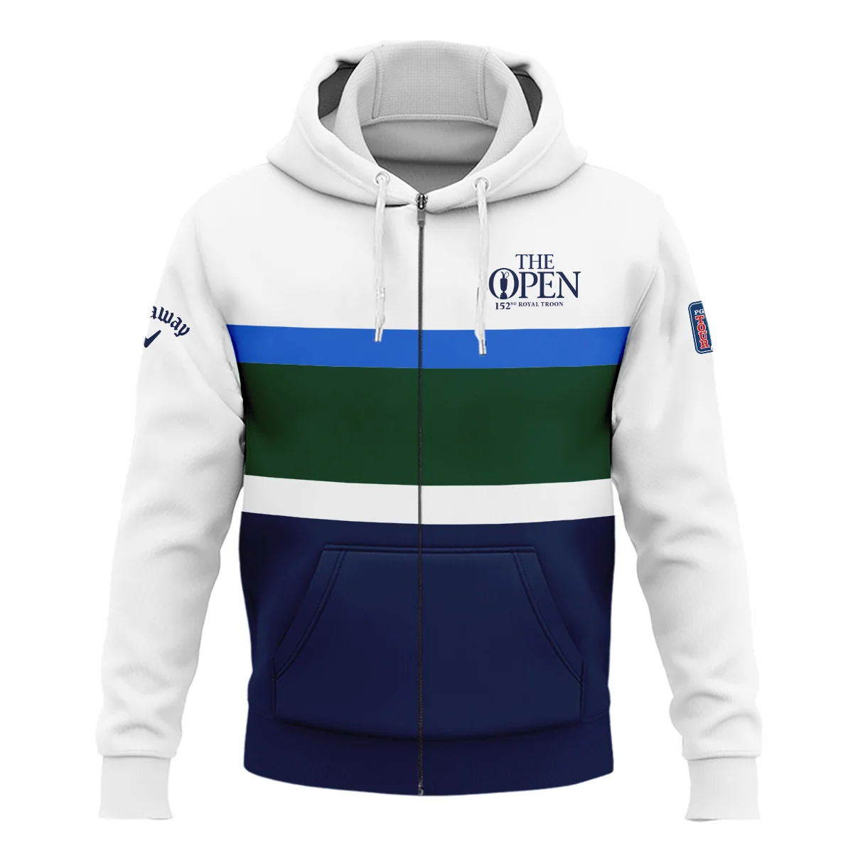 White Blue Green Background Callaway 152nd Open Championship Performance Quarter Zip Sweatshirt With Pockets All Over Prints HOTOP270624A01CLWTS