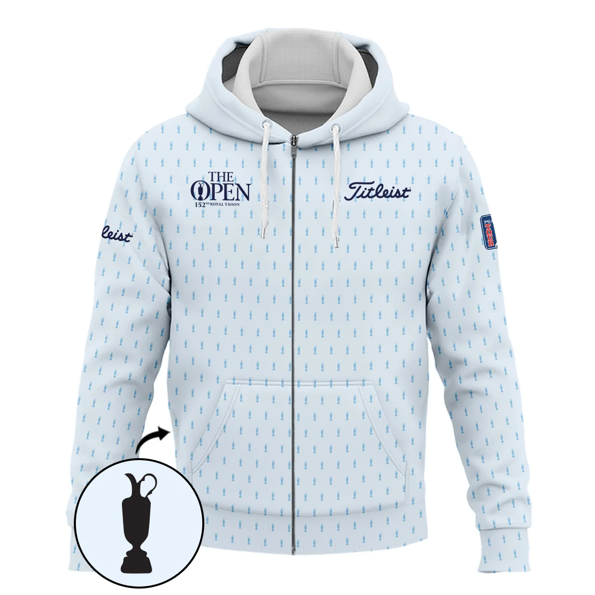 Golf Sport Light Blue Pattern Cup 152nd Open Championship Titleist Zipper Polo Shirt All Over Prints QTTOP160624A01TLZPL
