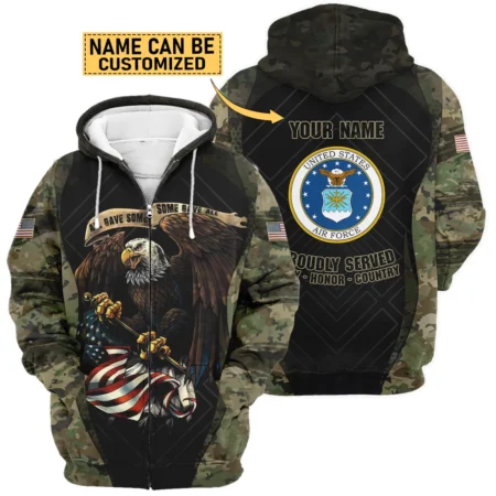 All Gave Some Duty Honor Country Custom Name U.S. Air Force All Over Prints Zipper Hoodie
