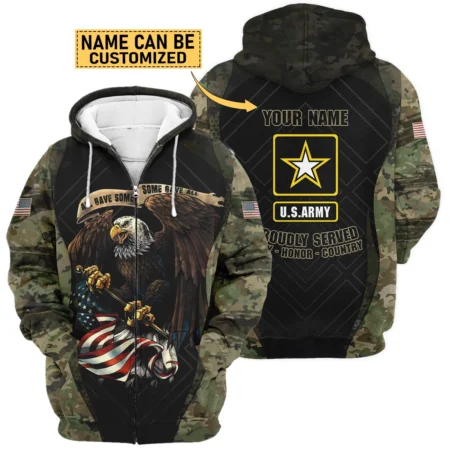 All Gave Some Duty Honor Country Custom Name U.S. Army All Over Prints Zipper Hoodie