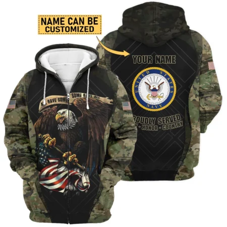 All Gave Some Duty Honor Country Custom Name U.S. Navy All Over Prints Zipper Hoodie