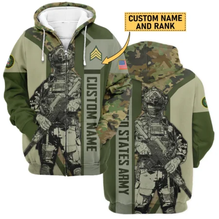 Custom Rank And Name U.S. Coast Guard Veterans Premium Zipper Hoodie Shirt All Over Prints Gift Loves