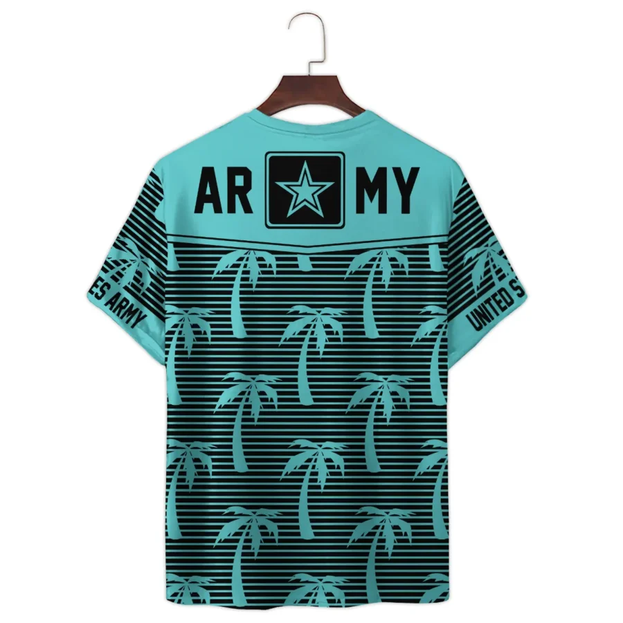 Hawaii Palm Tree Pattern Summer Beach Shirt Veteran U.S. Army All Over Prints Unisex T-Shirt