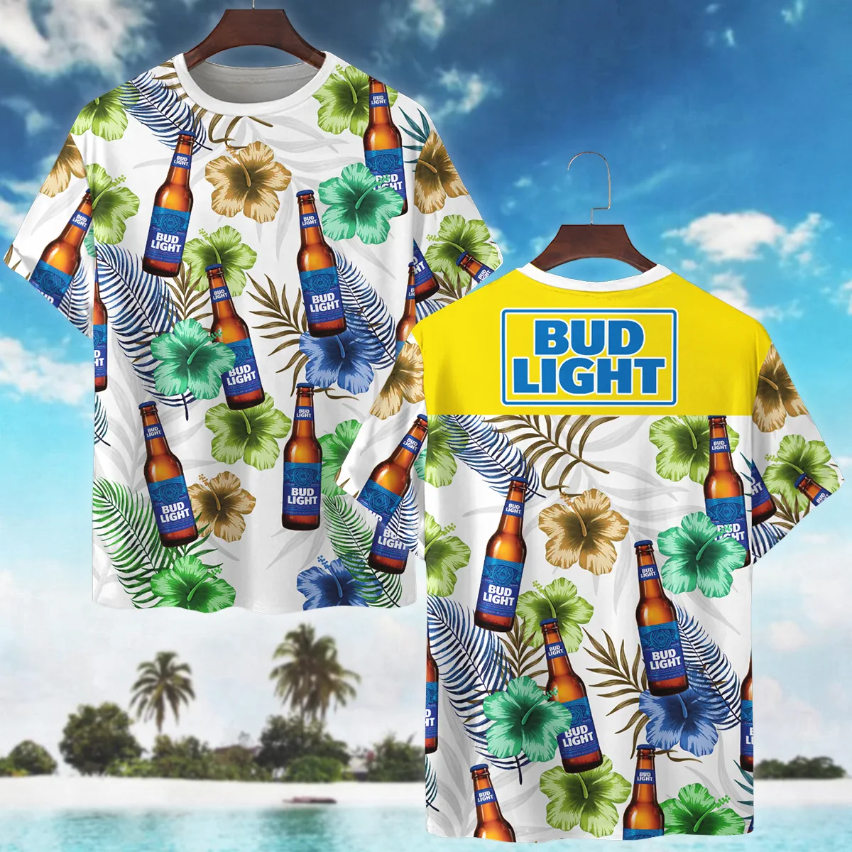 Hawaii Tropical Pattern Busch Beer Lovers Premium T-Shirt All Over Prints Gift Loves BLB240624A02BUSTS
