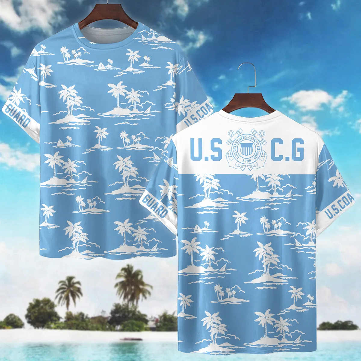 Hawaii Style Pattern U.S. Coast Guard Oversized Hawaiian Shirt All Over Prints Gift Loves