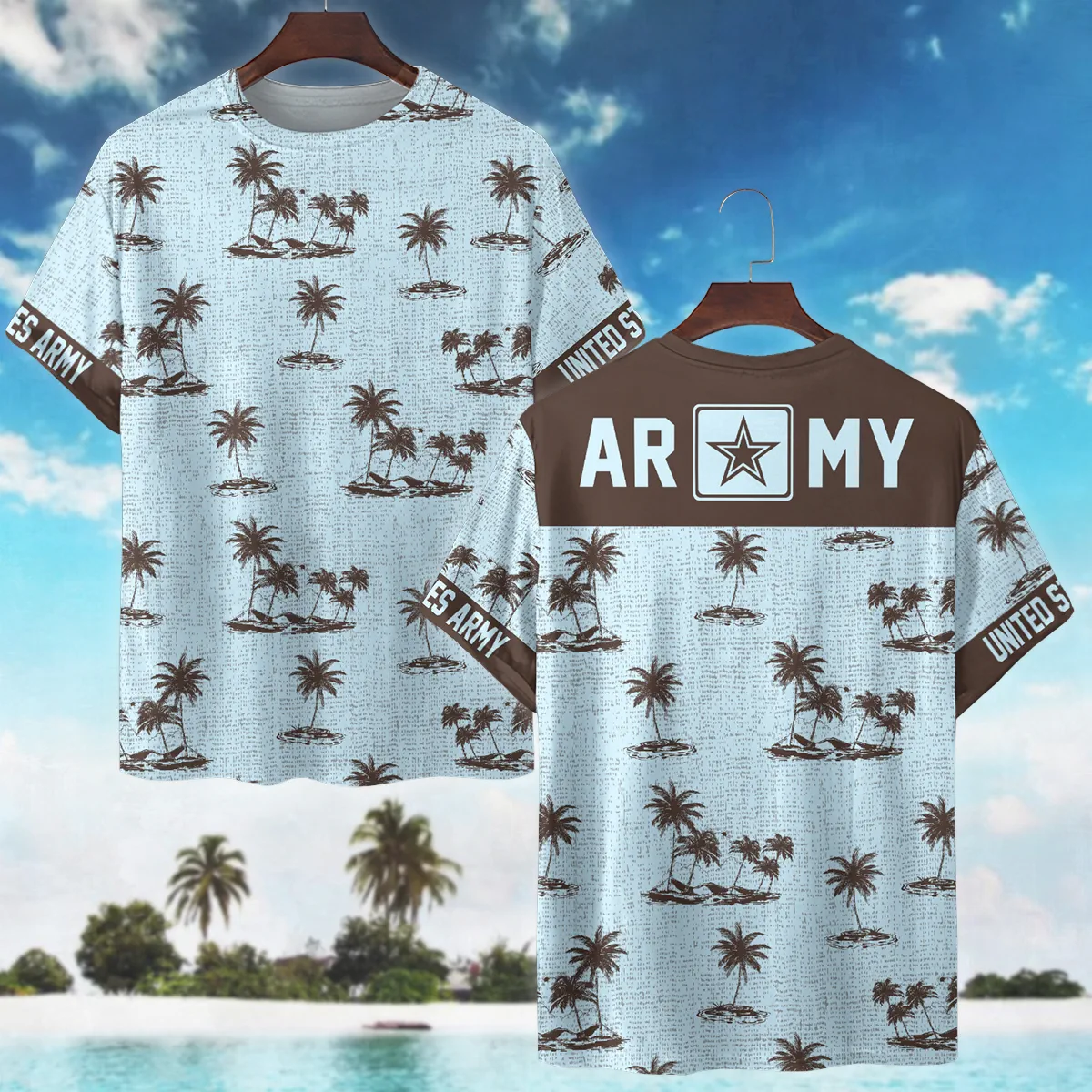Hawaii Pattern Summer Beach Shirt Veteran U.S. Army All Over Prints Oversized Hawaiian Shirt
