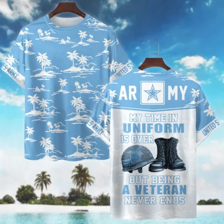 Hawaii Palm Tree Pattern Summer Beach Shirt Veteran U.S. Army All Over Prints Polo Shirt
