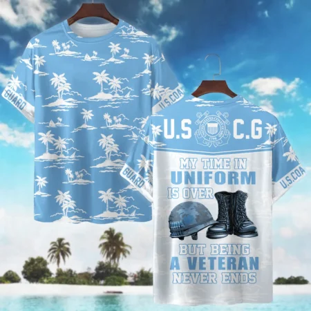 Hawaii Pattern Summer Beach Shirt Veteran U.S. Coast Guard All Over Prints Unisex T-Shirt