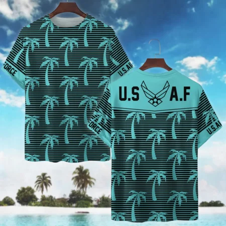 Hawaii Palm Tree Pattern Summer Beach Shirt Veteran U.S. Air Force All Over Prints Unisex T-Shirt
