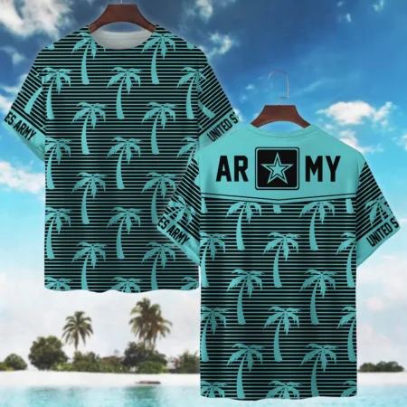 Hawaii Palm Tree Pattern Summer Beach Shirt Veteran U.S. Army All Over Prints Unisex T-Shirt