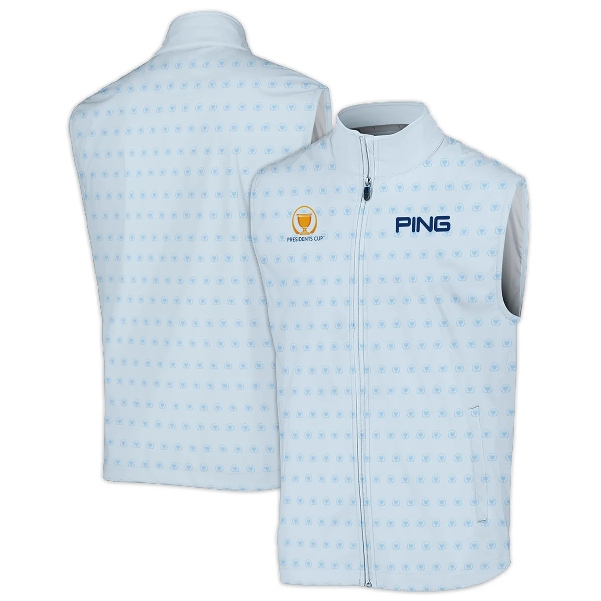Presidents Cup Light Blue Golf Purple Patern Background Ping Sleeveless Jacket Style Classic