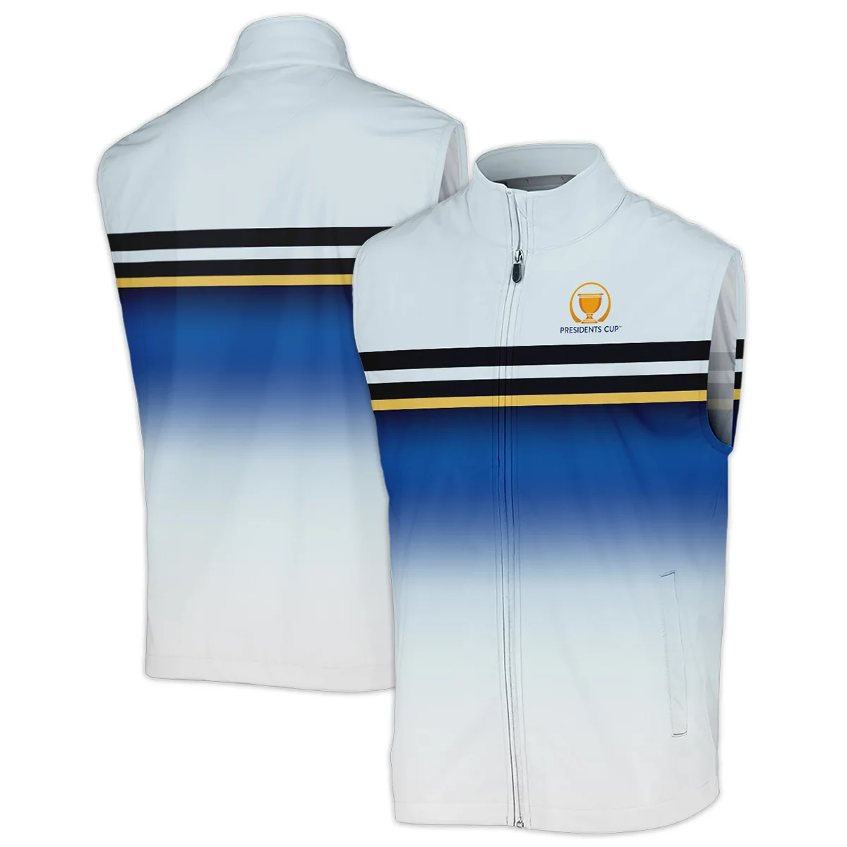 Presidents Cup Golf Light Blue Black Yellow Line Pattern Titleist Sleeveless Jacket All Over Prints HOPDC240624A01TLSJK