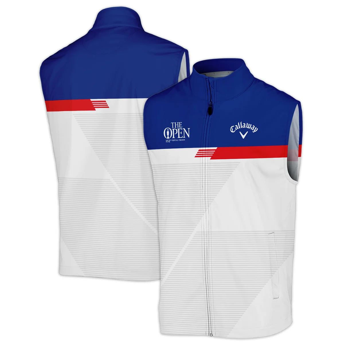 152nd Open Championship Golf Blue Red White Line Pattern Background Vneck Polo Shirt All Over Prints  HOTOP260624A01CLWZVPL