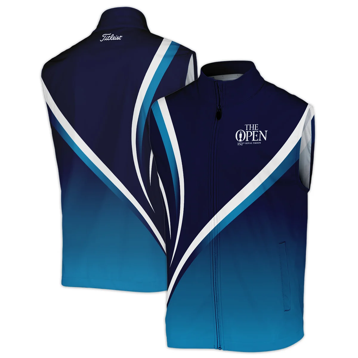 Titleist 152nd Open Championship Dark Blue Gradient White Abstract Background Sleeveless Jacket All Over Prints HOTOP260624A03TLSJK