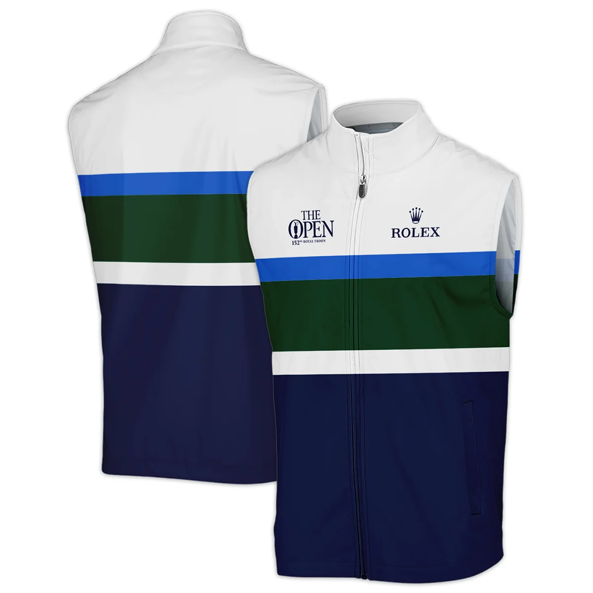 White Blue Green Background Rolex 152nd Open Championship Vneck Polo Shirt All Over Prints  HOTOP270624A01ROXZVPL