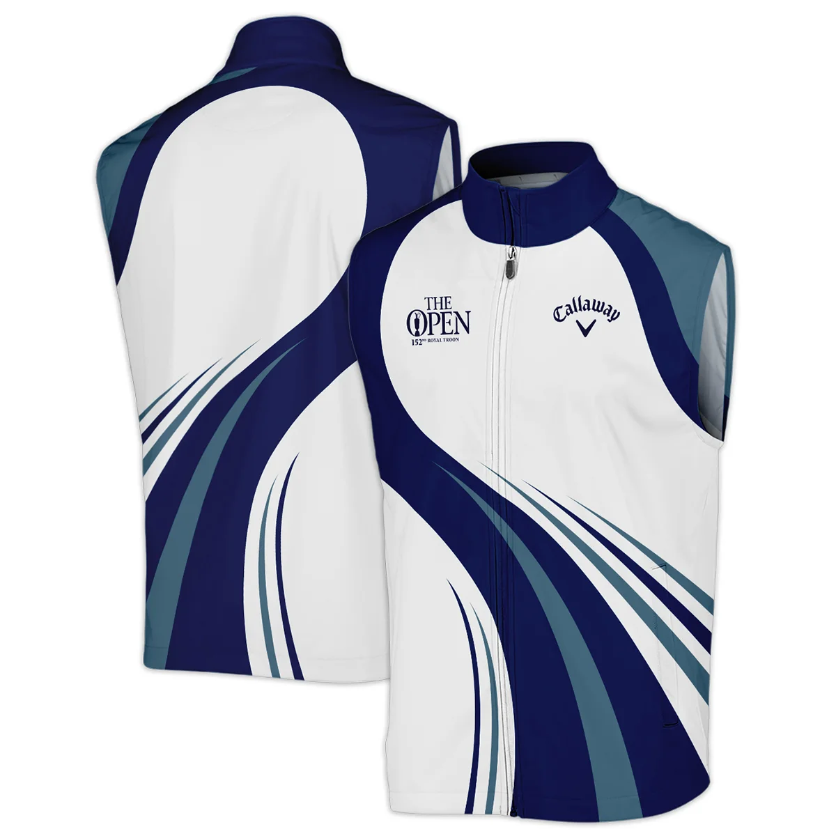 152nd Open Championship Callaway White Mostly Desaturated Dark Blue Sleeveless Jacket All Over Prints HOTOP270624A02CLWSJK