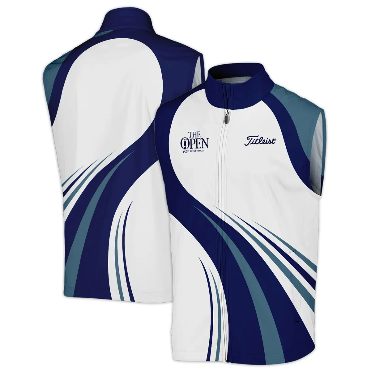 152nd Open Championship Titleist White Mostly Desaturated Dark Blue Sleeveless Jacket All Over Prints HOTOP270624A02TLSJK