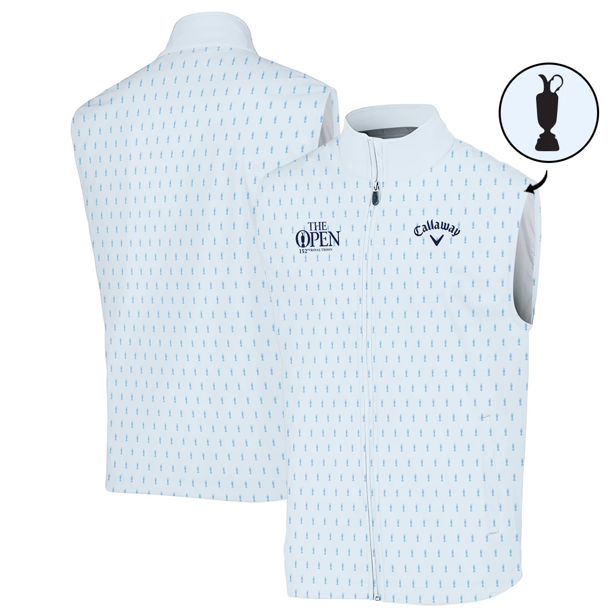 Golf Sport Light Blue Pattern Cup 152nd Open Championship Callaway Zipper Polo Shirt All Over Prints QTTOP160624A01CLWZPL